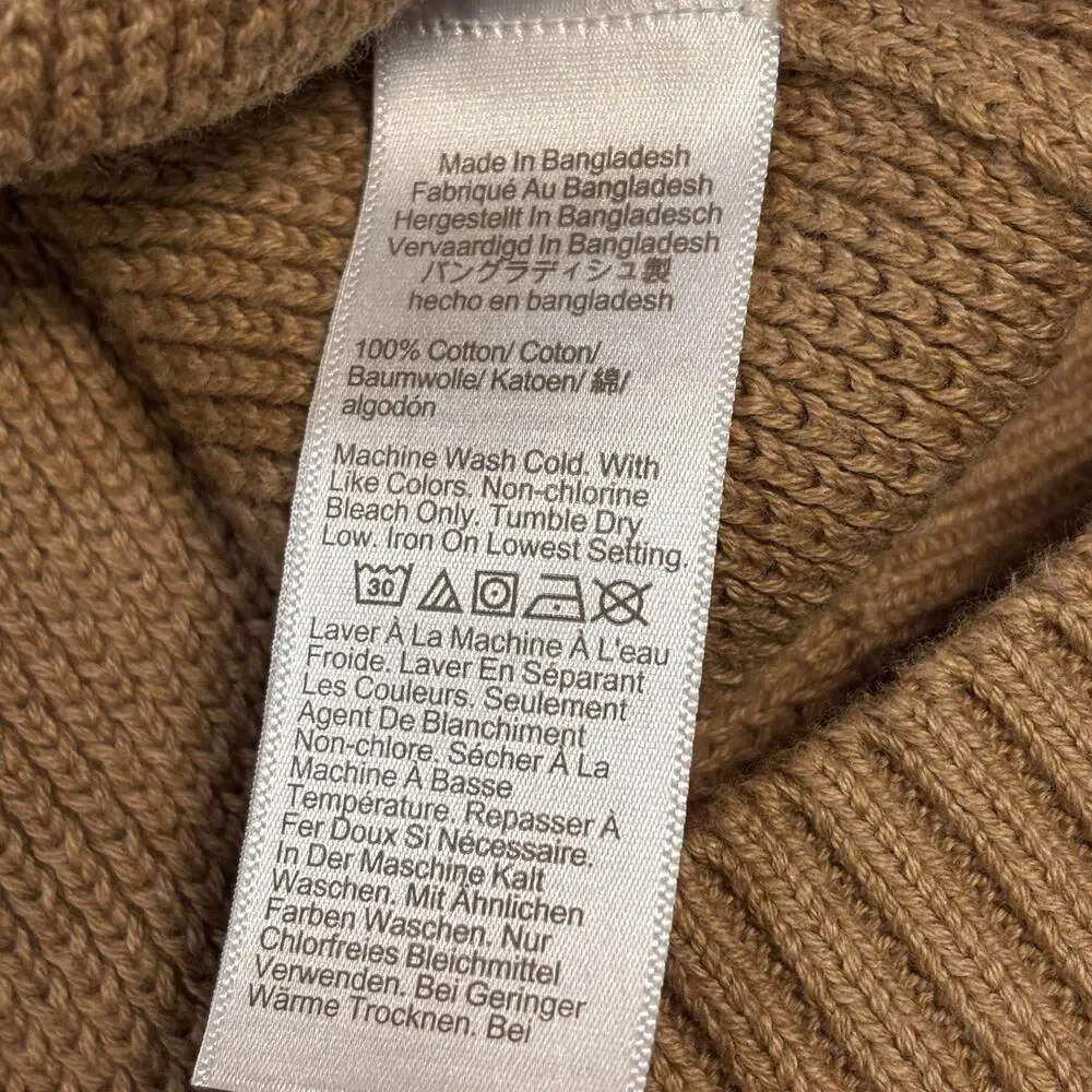 J. Crew 1/4 Zip Cotton Honeycomb Textured Camel Tan Sweater Men's Medium NWT